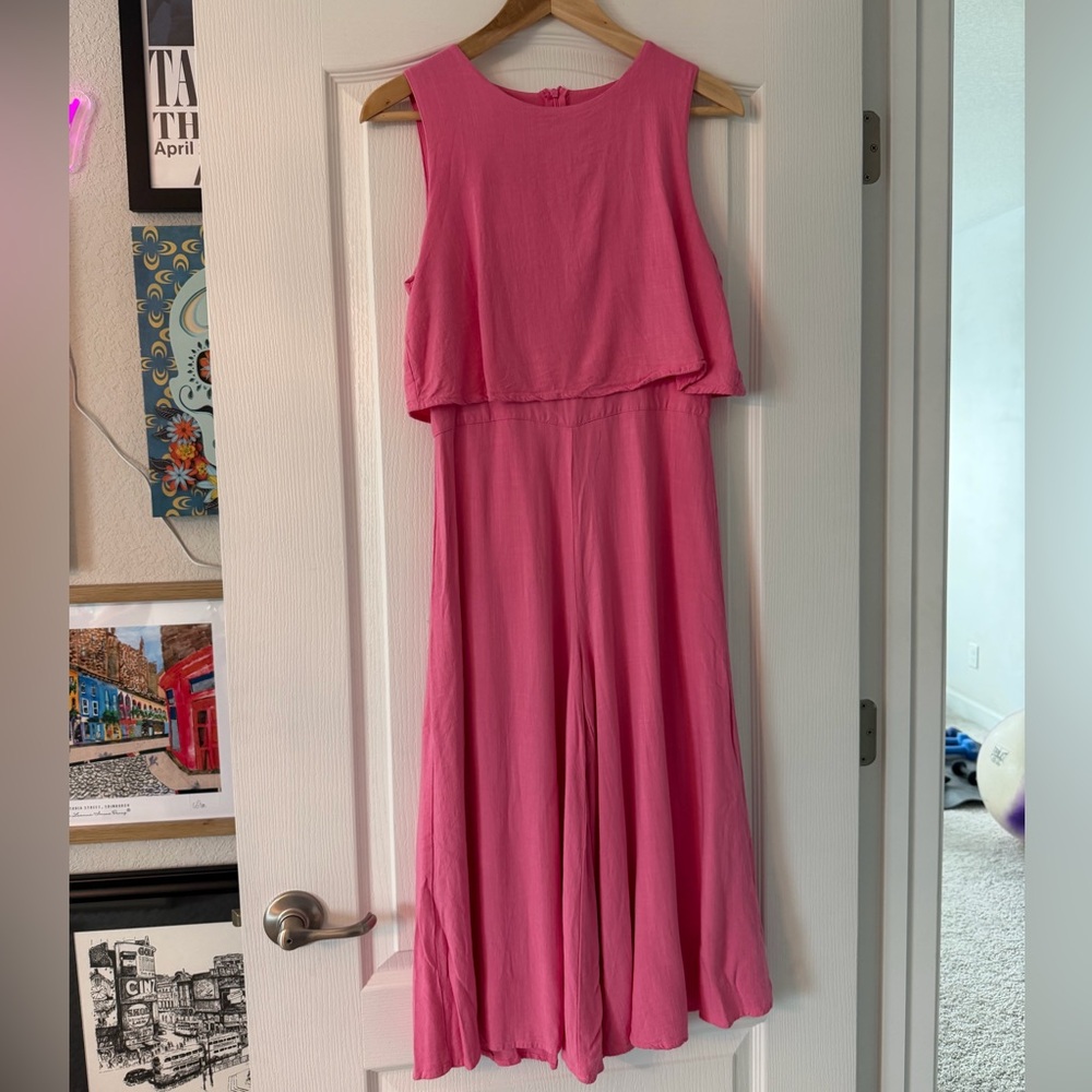 MVN The Label Sleeveless Linen Blend Pink Jumpsuit size 4